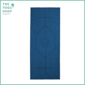 HOT YOGA TOWEL with Alignment Printing and Non Slip Pockets – DARK BLUE
